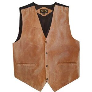 NWT Scully Vest Suede Western Leather Style # 504 Bourbon 3X Metal Snaps